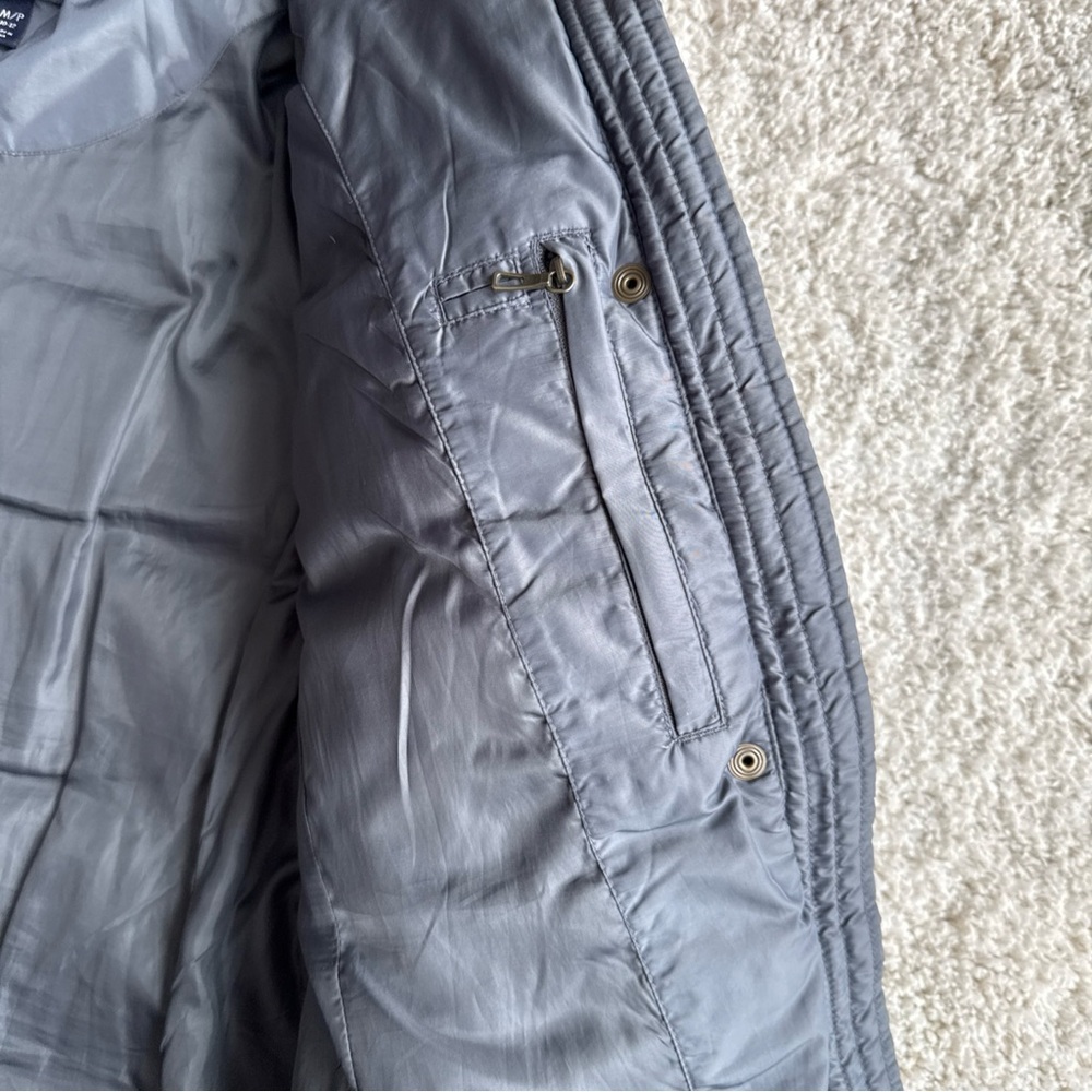 Lands’ End Gray/Blue Long Down Puffer Coat Hooded Winter Parka Women M 10-12 - Picture 6 of 11